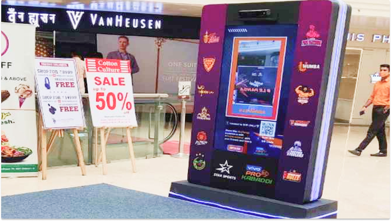 interactive sports fan kiosk for mall engagement